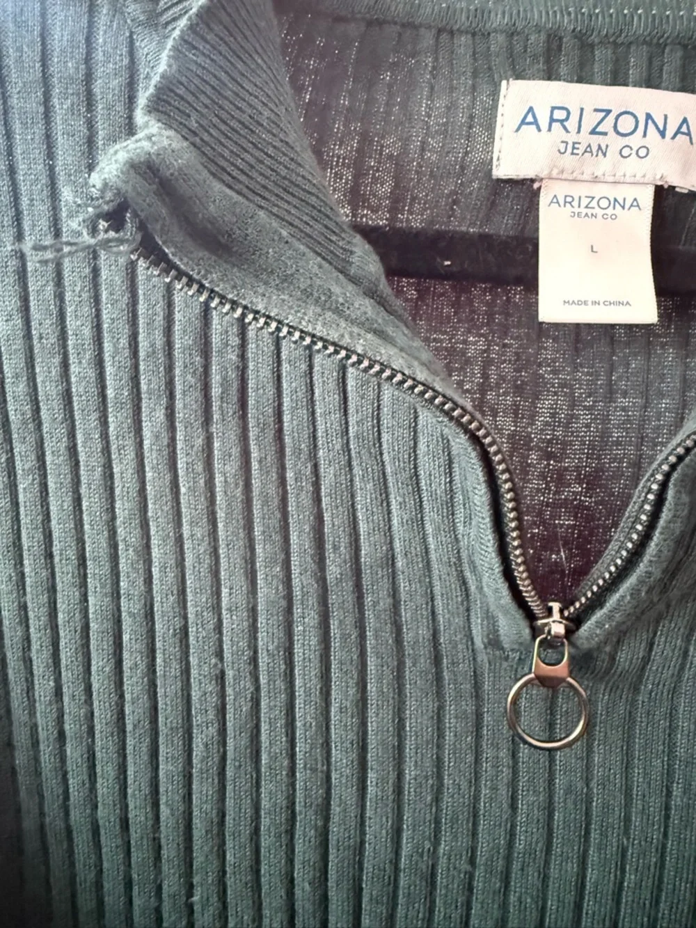 Arizona Jean Company Dark Green Ribbed Half-Zip Sweater - Picture 4 of 5